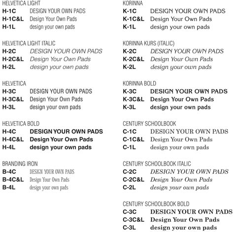 Standard Typefaces